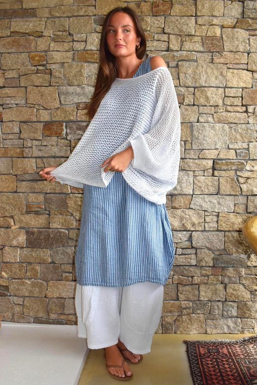 Marina Chalk Stripe Tunic Denim